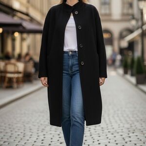 Jones New York Classic Wool Black Trench Coat